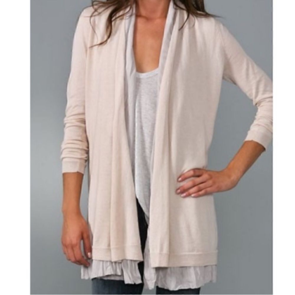 Theory Marien Silk Layered Cotton Cardigan Size Small